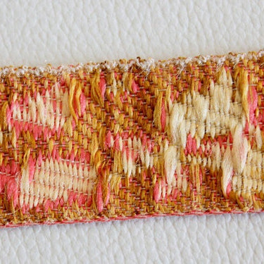 Beige, Brown And Pink Embroidery Lace Trim, Approx. 28mm Wide